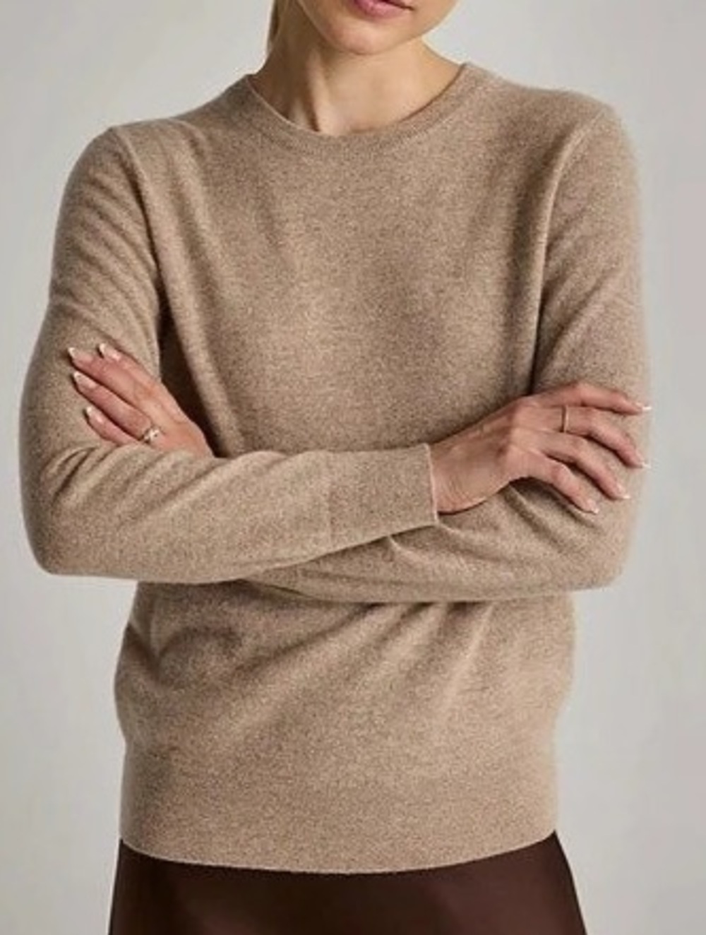 Quince Mongolian Cashmere Crewneck Sweater Cashmere Crewneck in Light Brown Xs